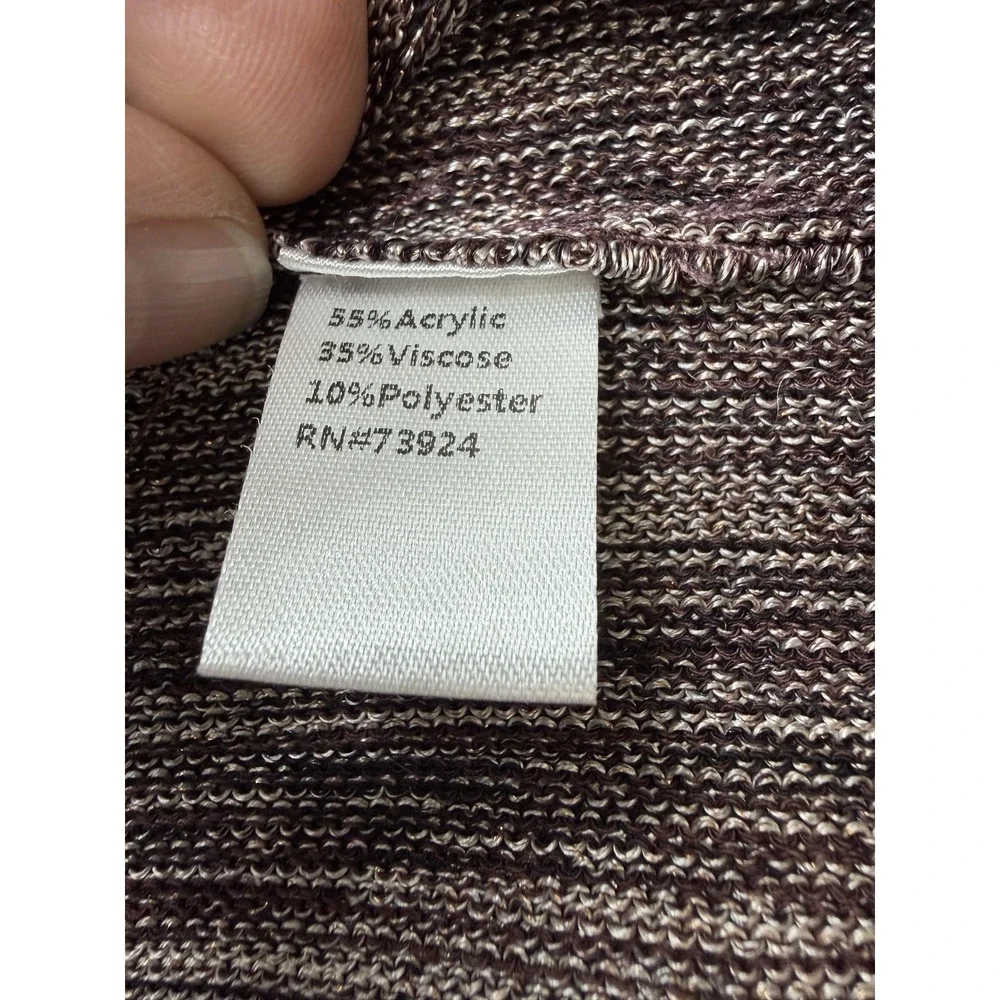 Misook Dress Womens Large Brown Striped Knit Pleated V Neck Long Sleeve Maxi - Picture 10 of 12